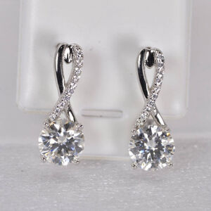 Certified All Moissanite Infinity Hoop Earrings 925 Sterling